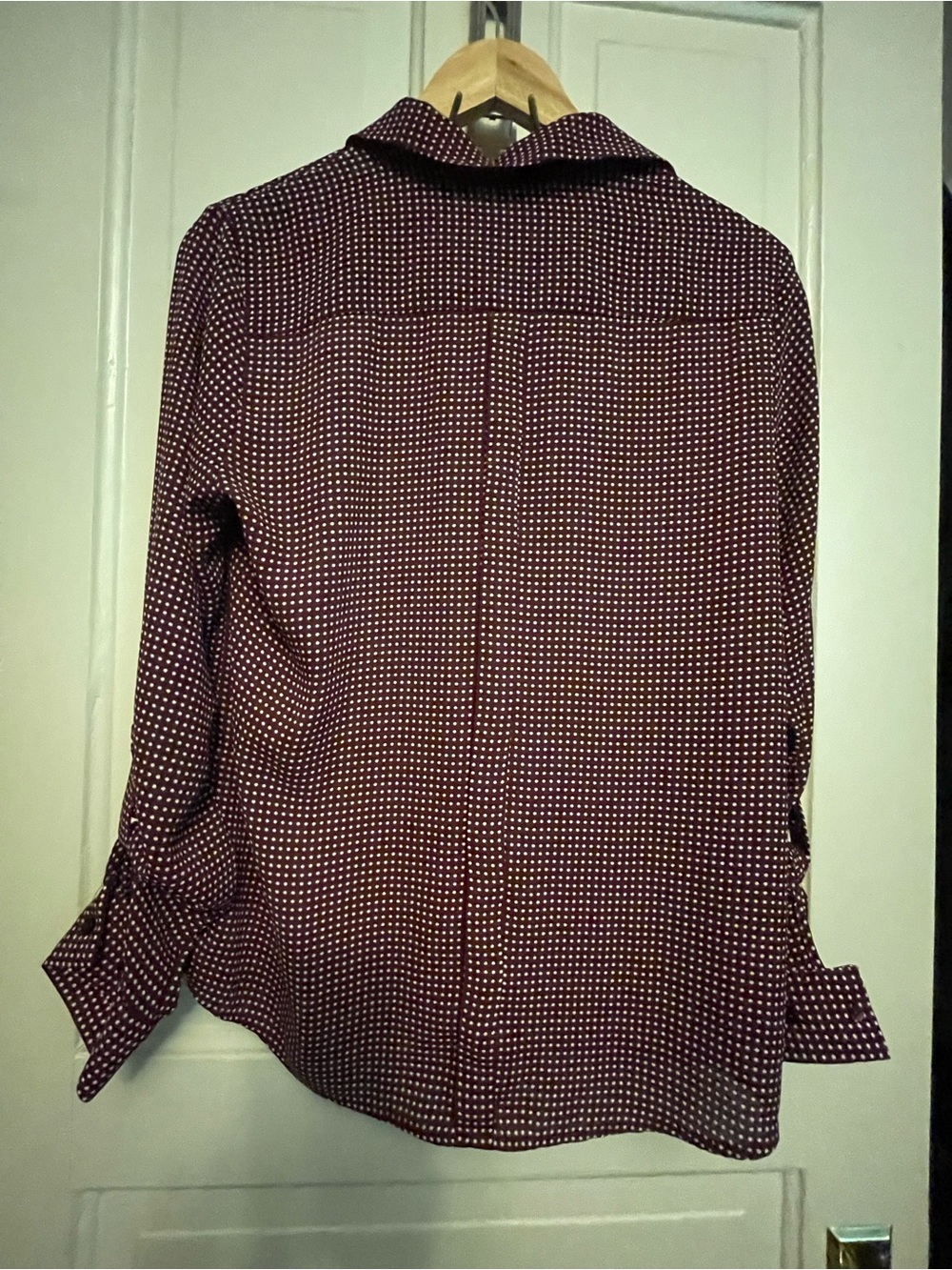 The Limited Women's Burgundy Dot Button-Up Blouse-M - Picture 9 of 14